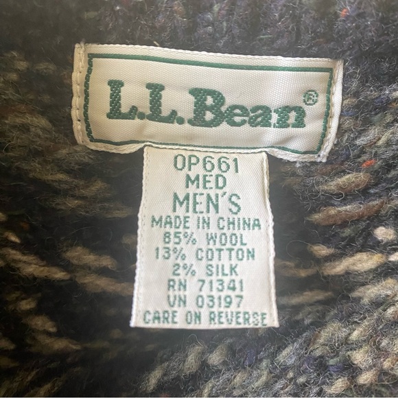 Vintage LL Bean Wool Ragg Cable Fair Isle Donegal Sweater size men’s Medium - Picture 8 of 8